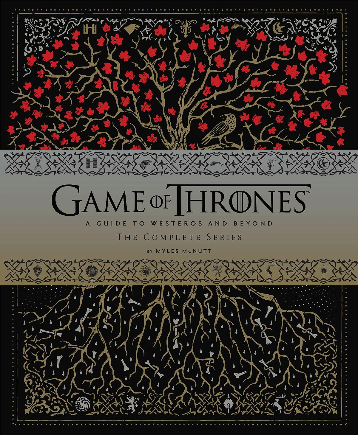 La copertina di Game of Thrones: A Guide to Westeros and Beyond completa della fascia che indica autore e titolo