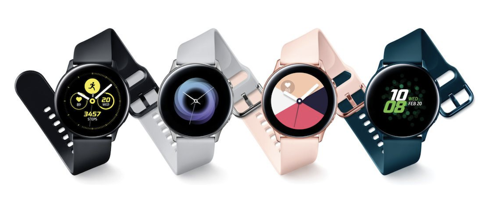 Immagine stampa della varianti del Galaxy Watch Active di Samsung