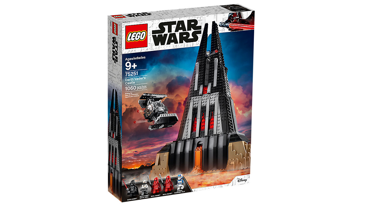 Primo piano del box del set LEGO Il Castello di Darth Vader