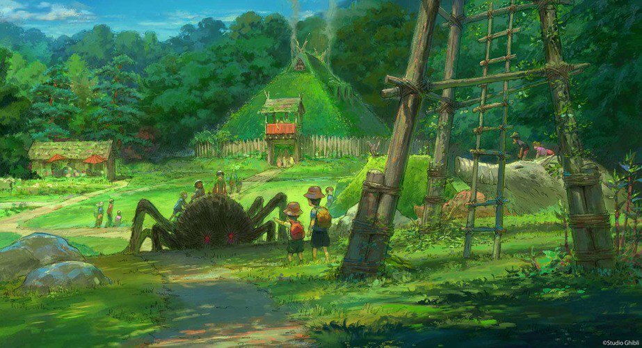 Studio Ghibli Theme Park: concept art mostra l'istallazione di ragni giganti 