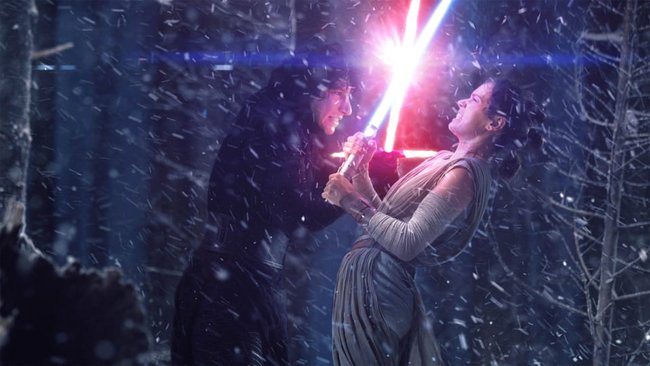 La scena del combattimento tra Rey e Kylo Ren in Star Wars