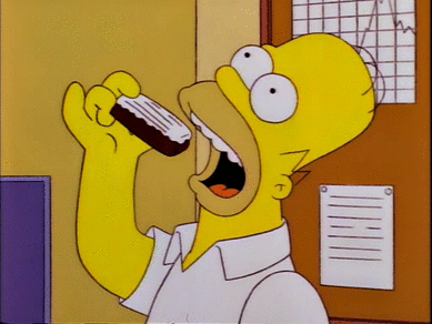 Homer s'ingozza come un'anatra per mangiare
