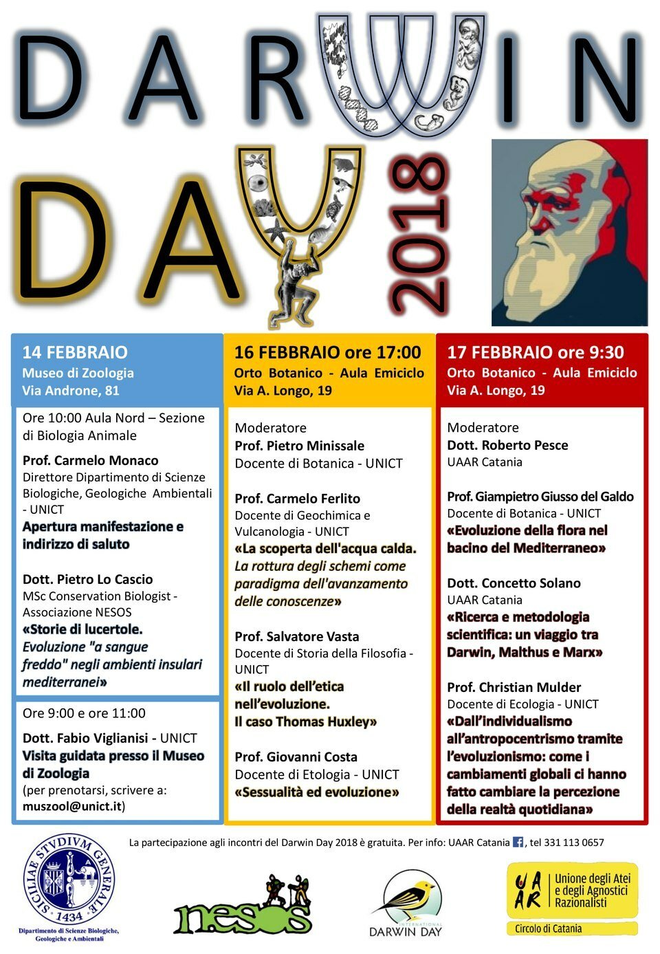 Il calendario eventi del Darwin Day a Catania