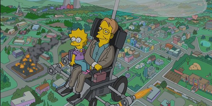 Stephen Hawking e Lisa volano su Springfield