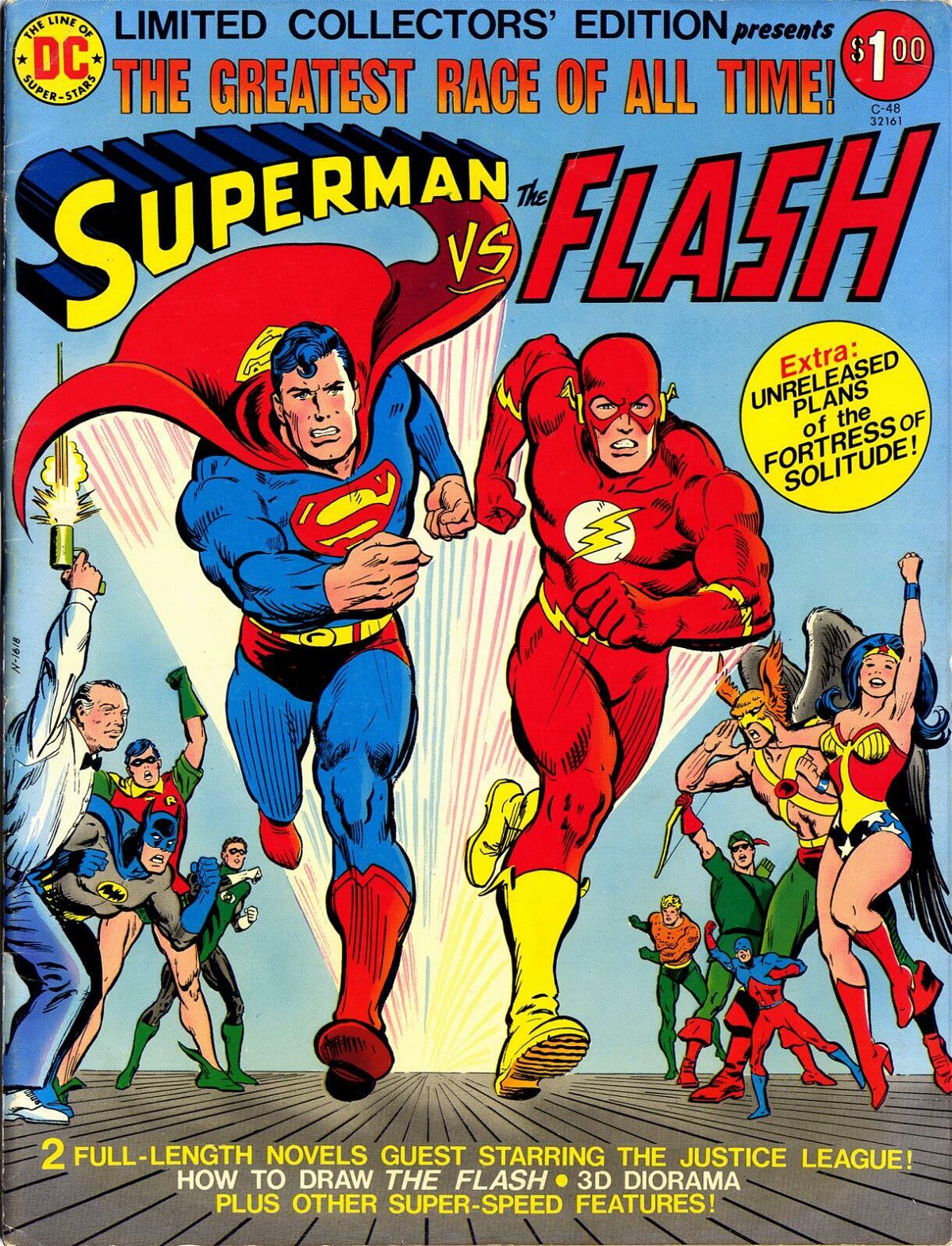 Copertina della classica corsa tra Superman e Flash, nel 1979