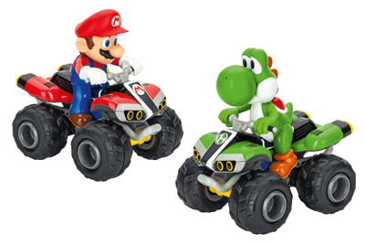 Mario e Yoshi in sella al loro quad Carrera