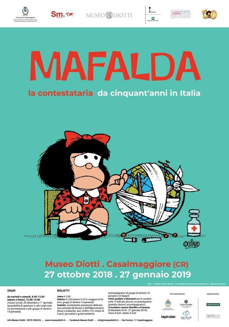 Il poster della mostra Mafalda la contestataria