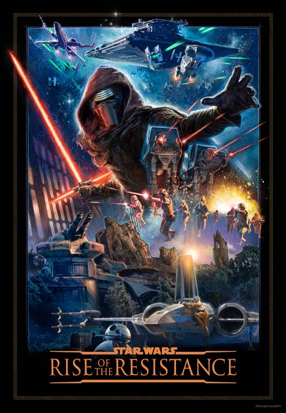 Il poster del parco a tema Star Wars: Rise of the Resistance di Galaxy's Edge