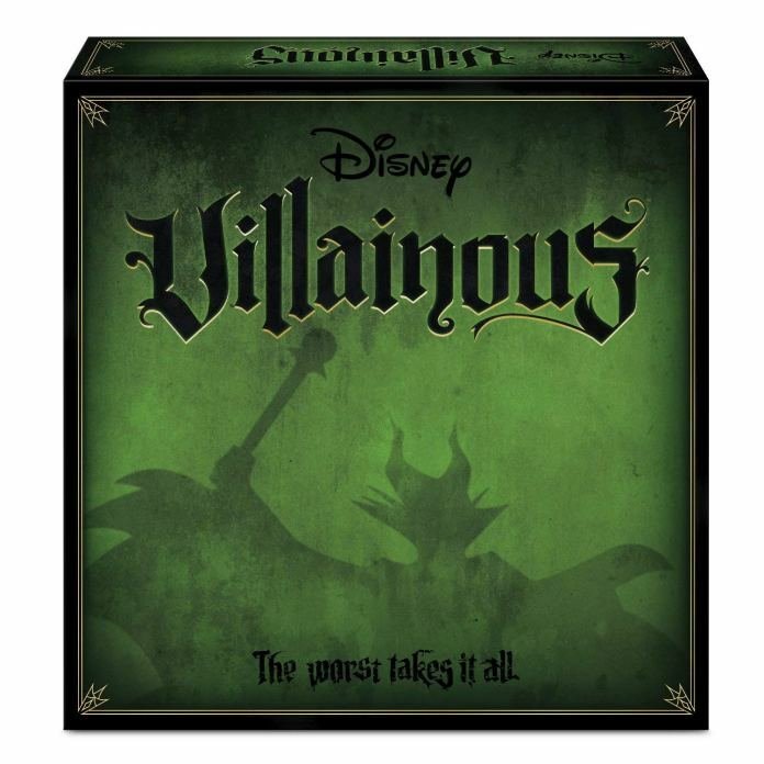 Primo piano del box del gioco da tavolo Disney Villainous