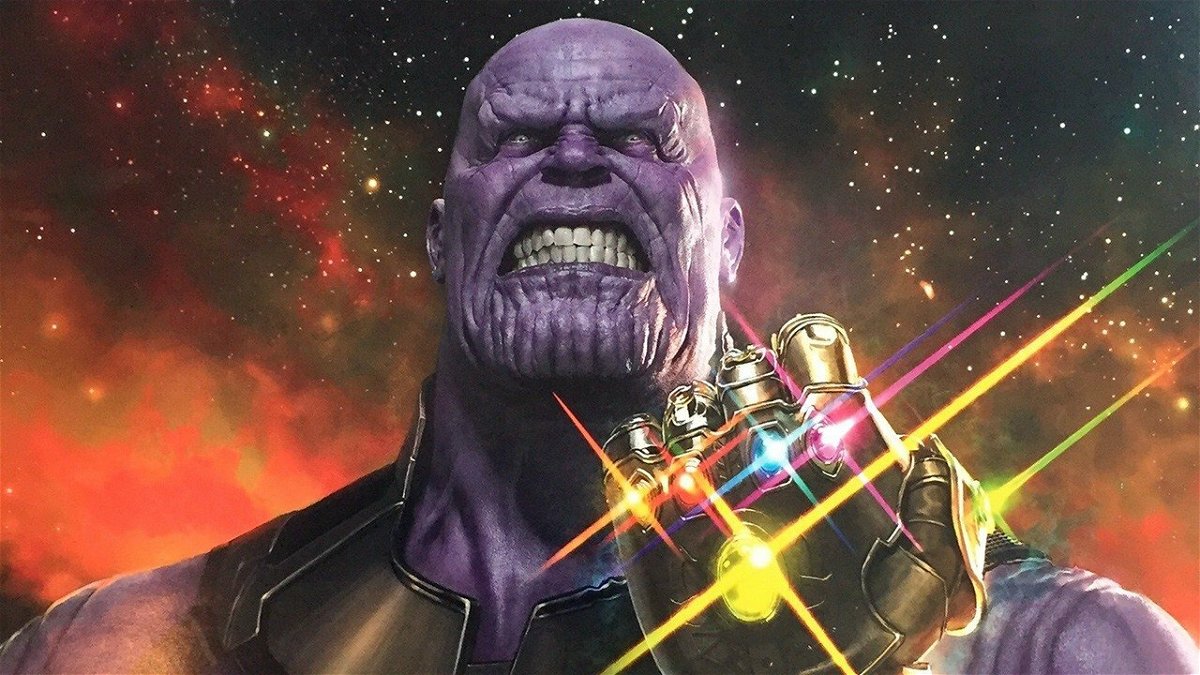 Il villain Thanos nel poster promozionale del film Avengers: Infinity War