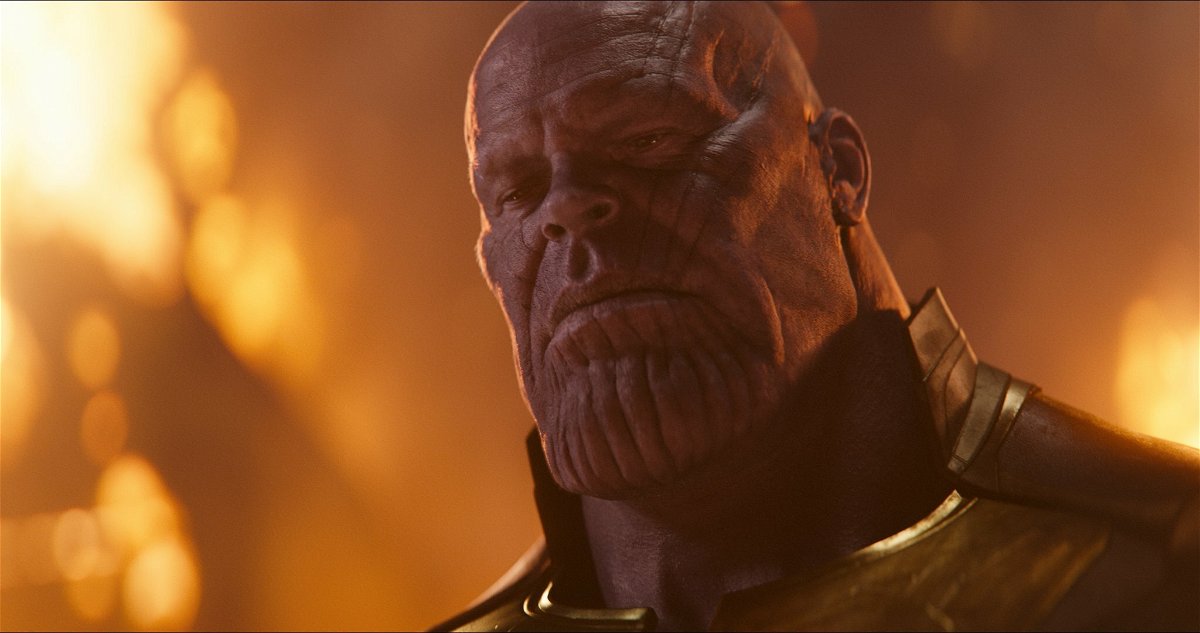 Un primo piano di Thanos, in una sequenza di Avengers: Infinity War