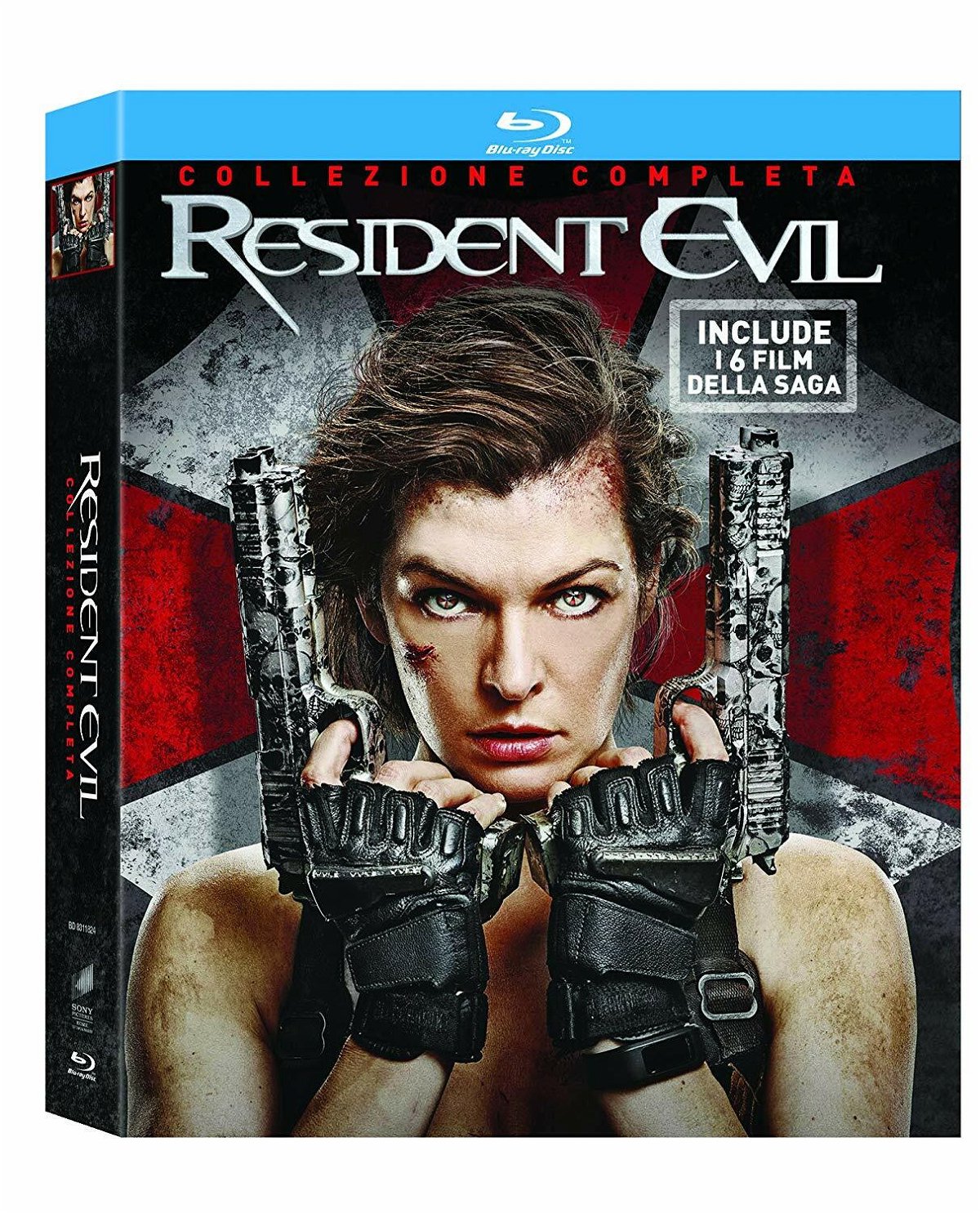 Milla Jovovich nella copertina del cofanetto Blu-ray di Resident Evil