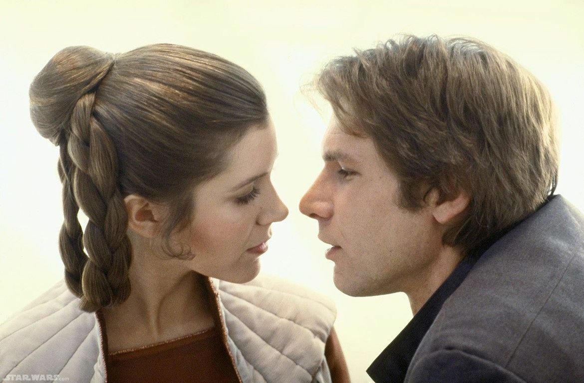 Carrie Fisher e Harrison Ford nei panni della Principessa Leia e Han Solo in Star Wars
