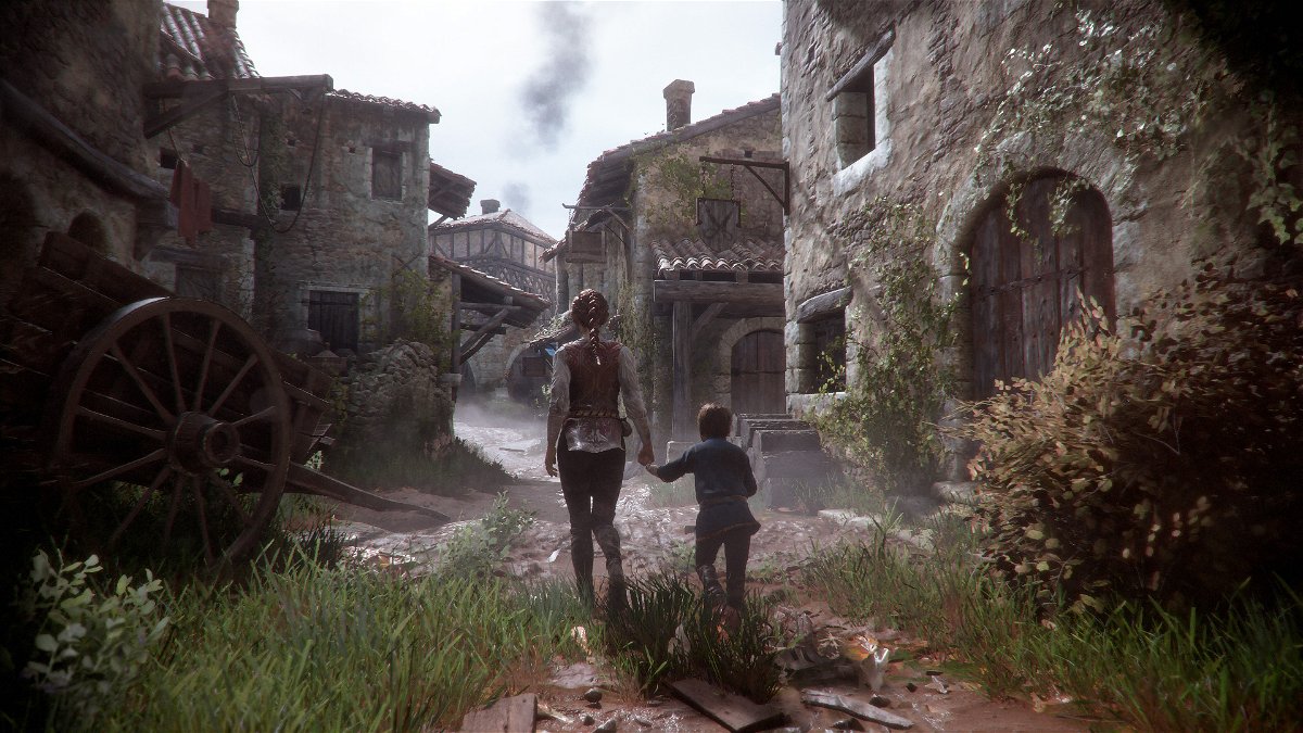 Un'immagine di gioco per i due protagonisti di A Plague Tale: Innocence