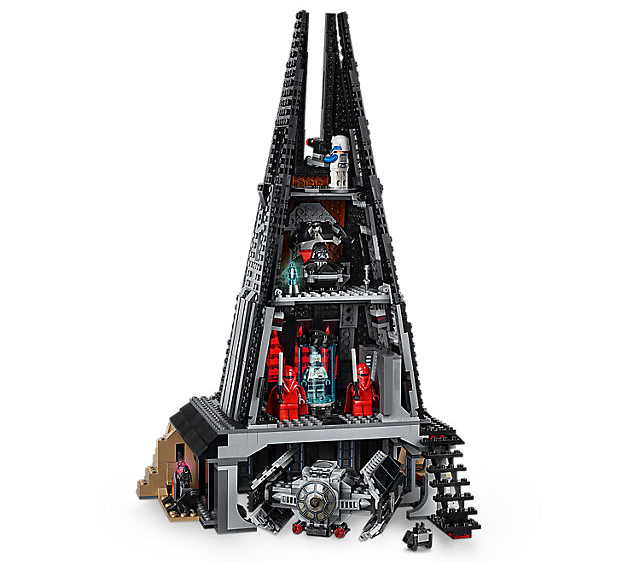 Dettagli delle quattro sezioni del set LEGO Il Castello di Darth Vader