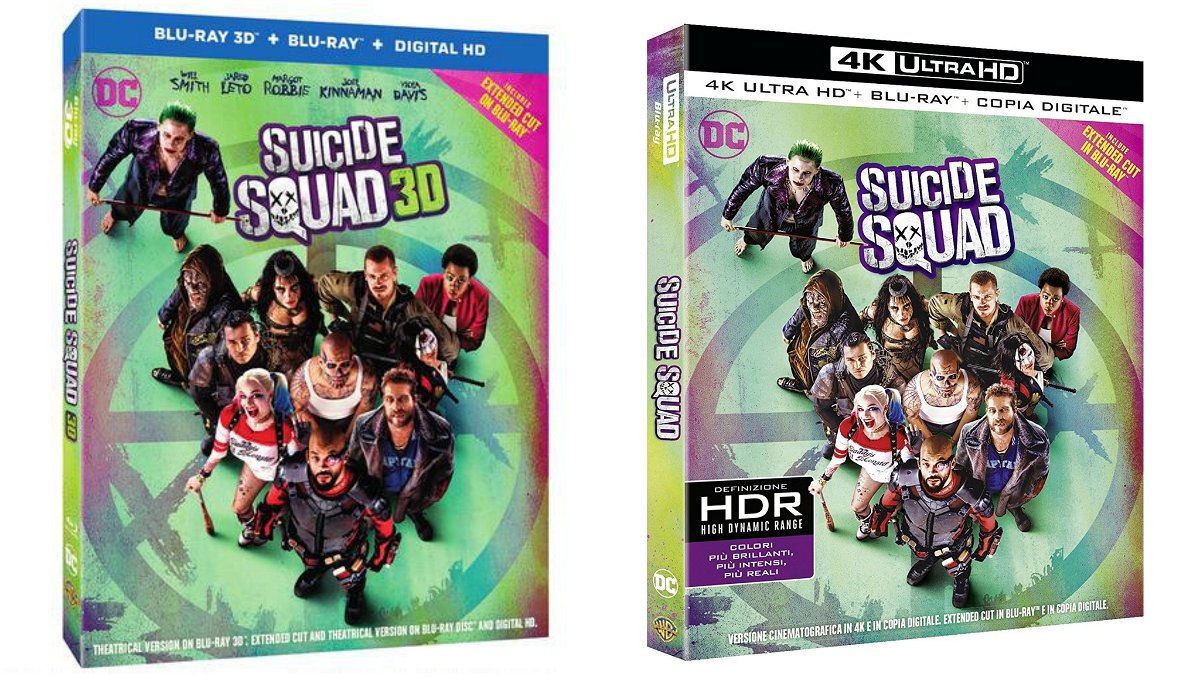 Le confezioni dell'edizione in Blu-ray 3D e 4K Ultra HD di Suicide Squad