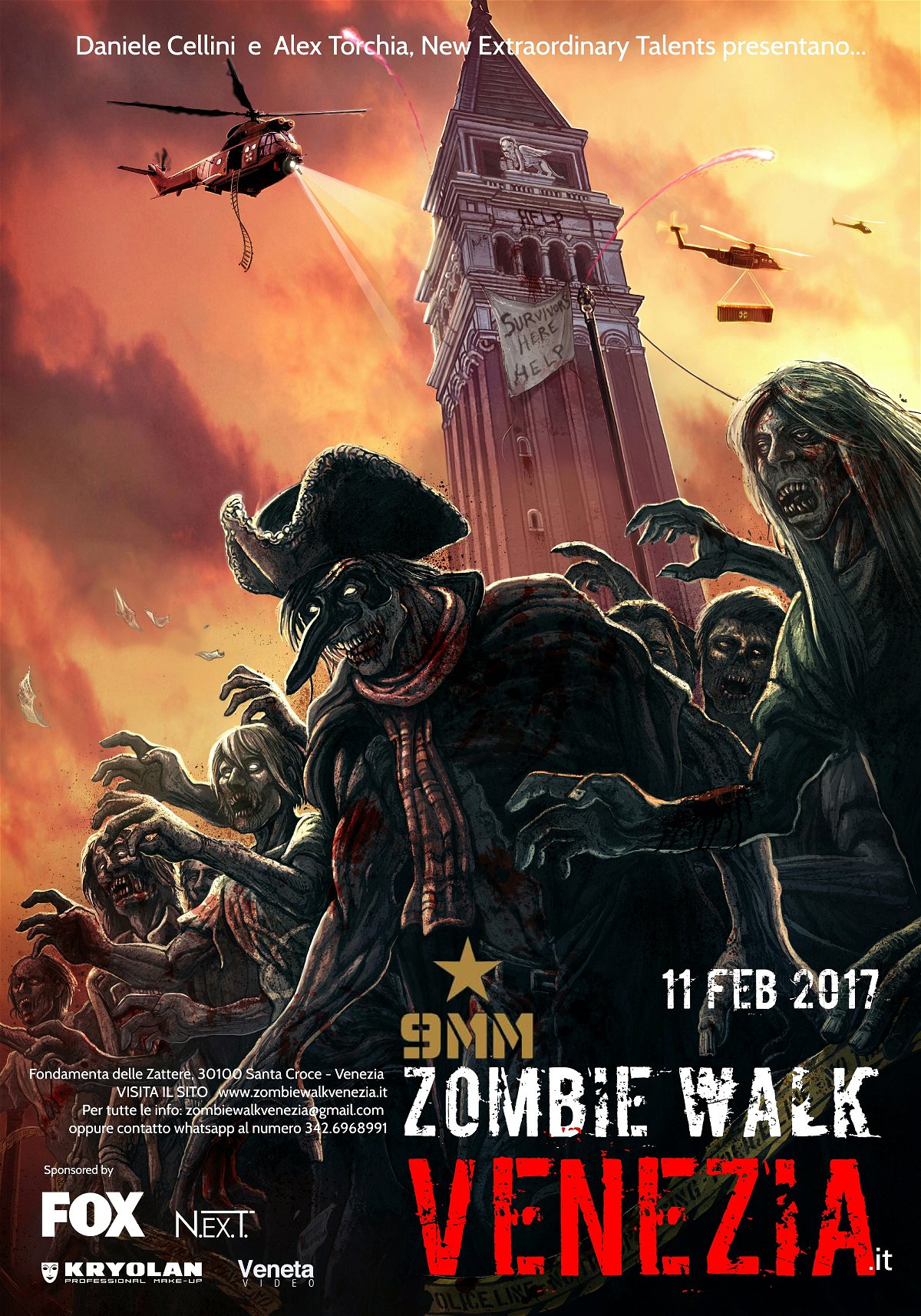 La Zombie Walk Venezia, che si terrà l'11 febbraio nel centro storico di Venezia 