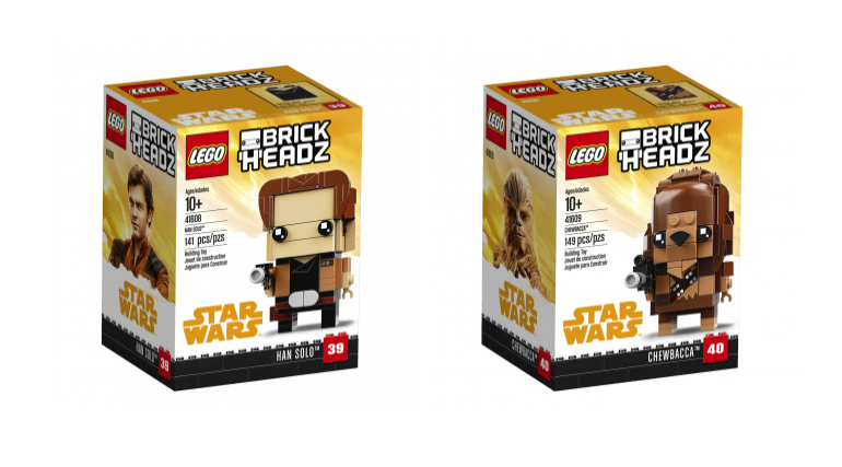 Dettagli dei box dei set di LEGO Solo e Chewbacca della linea Brickheadz