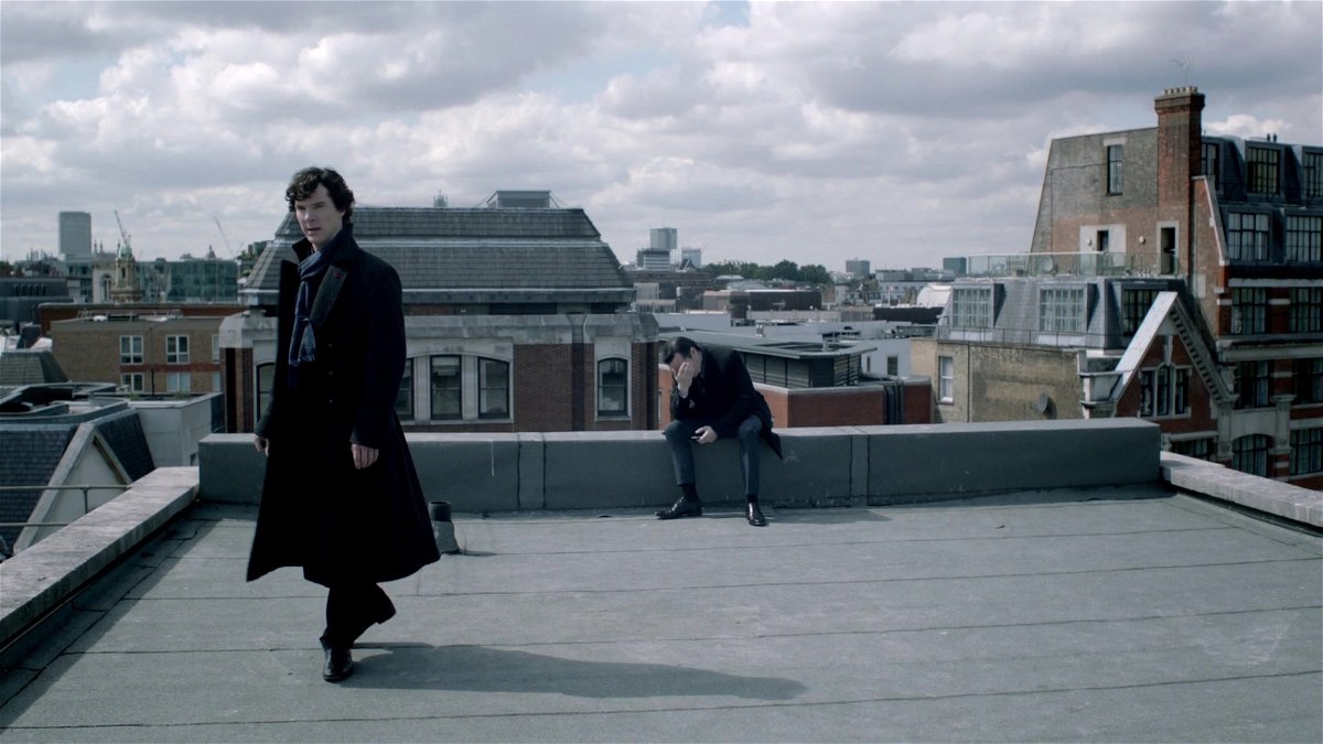 Sherlock e Moriarty sul tetto dell'ospedale
