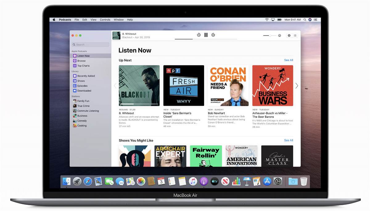 Immagine stampa dell'app Apple Podcast di macOS Catalina