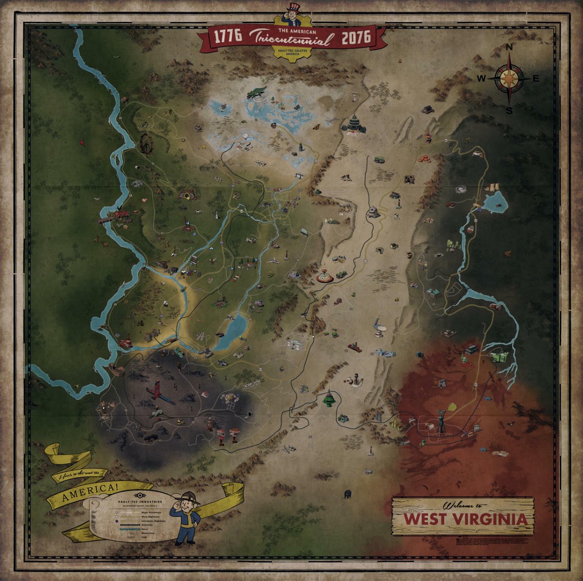L'intera mappa di Fallout 76
