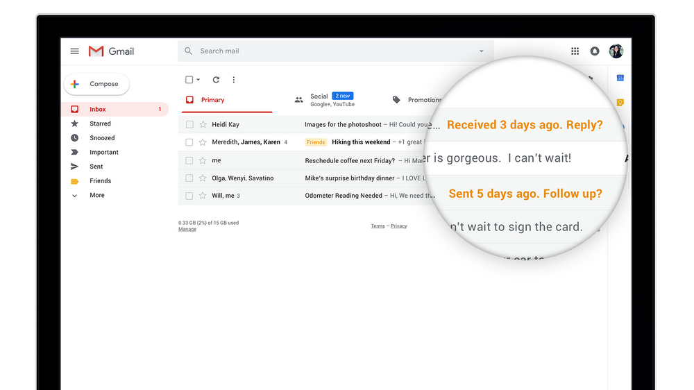 Gmail ha introdotto al funzione Promemoria