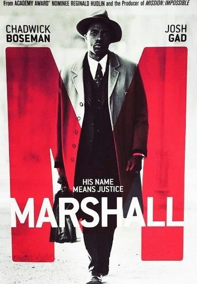 Il poster del film Marshall con Chadwick Boseman