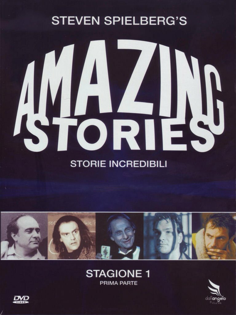 La cover del cofanetto DVD della serie originale di Amazing stories con i volti di attori famosi