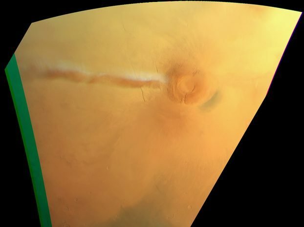 La nube bianca marziana in un'immagine ripresa dal satellite dell’Esa Mars Express