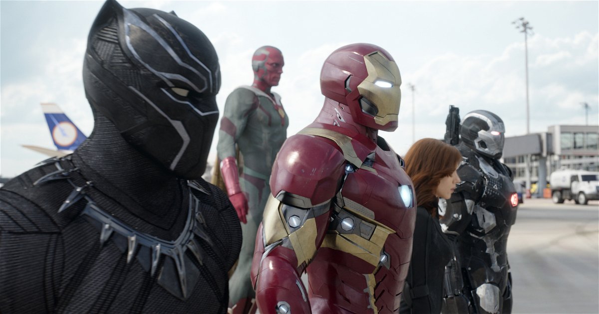 Team Iron Man in una scena di Civil War