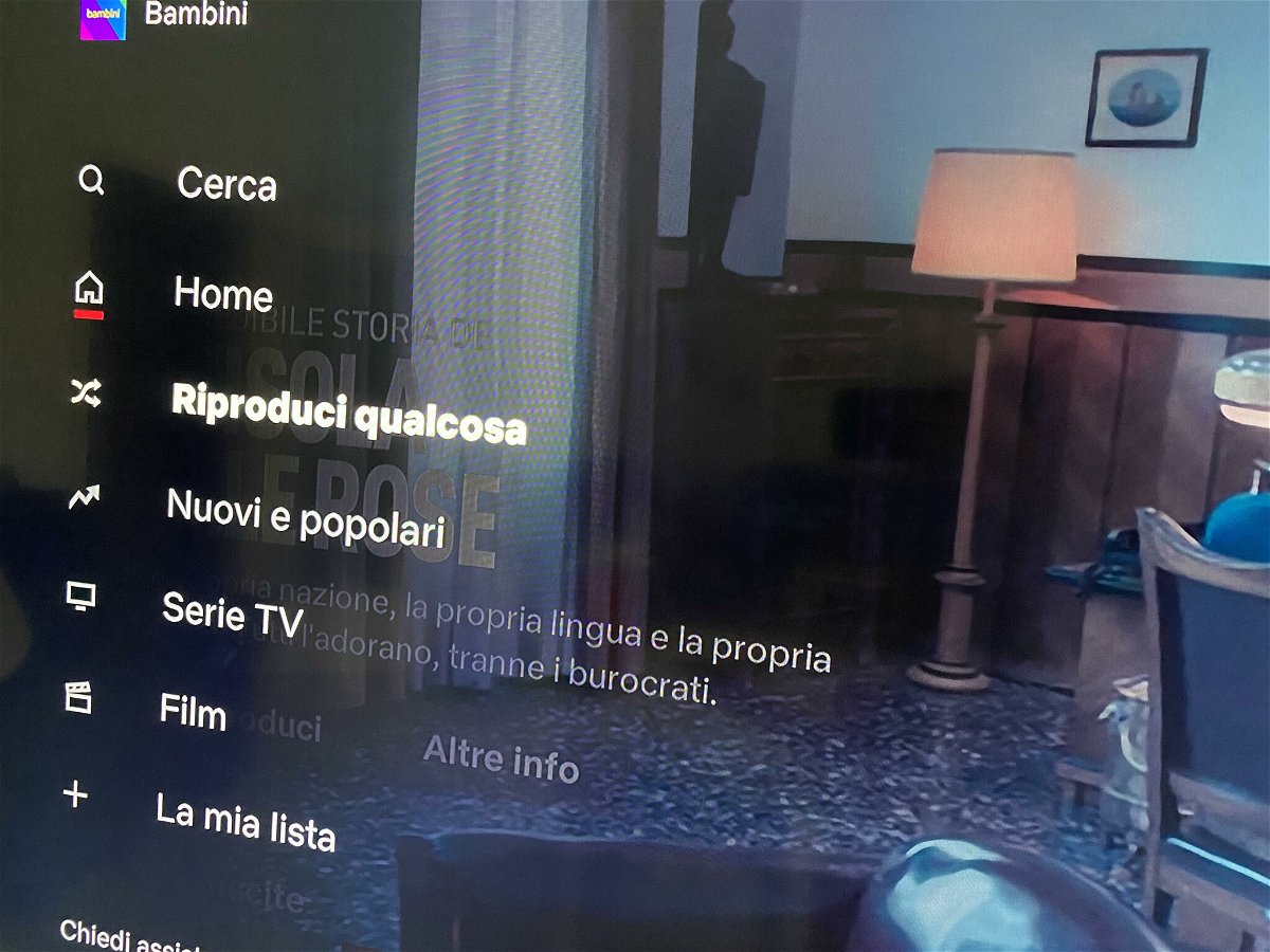 Il menu a comparsa del client di Netflix per Smart TV