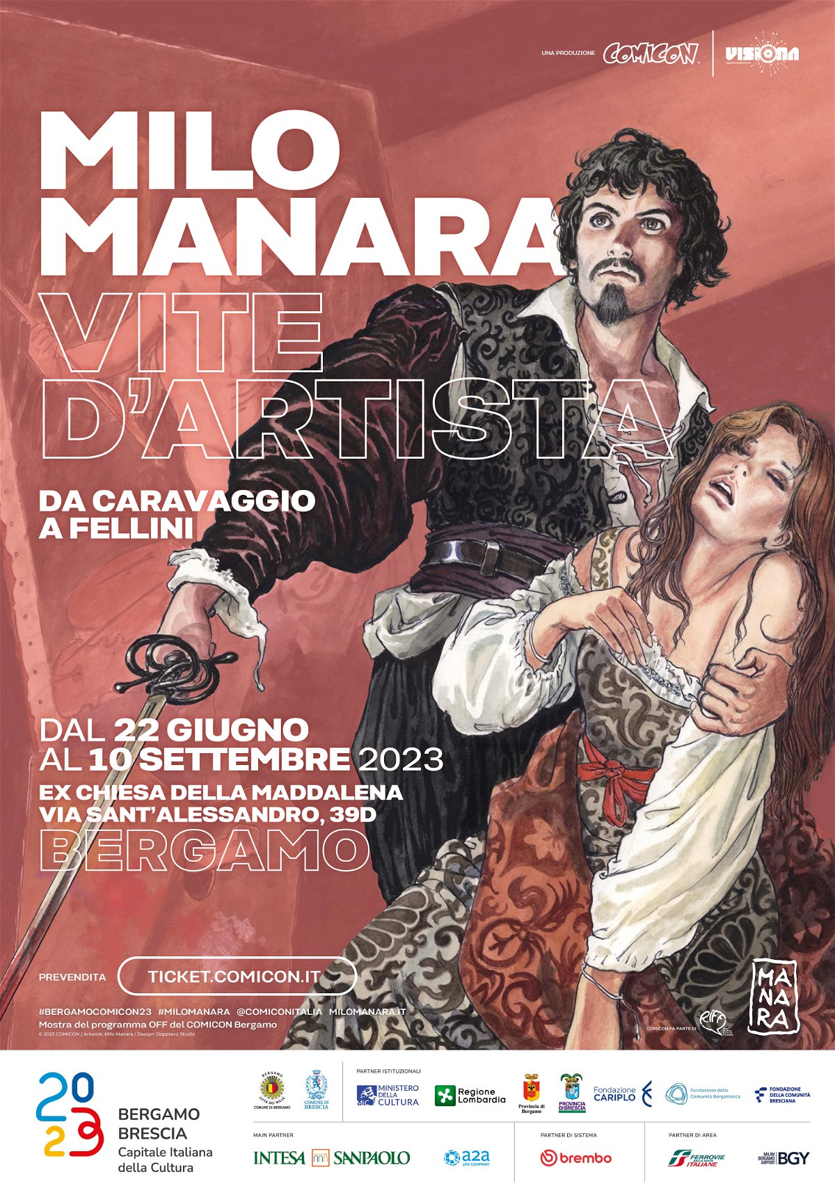 Il manifesto della mostra Vite D'Artista - Da Caravaggio a Fellini