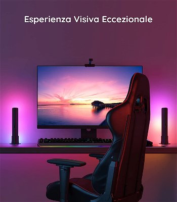 Scrivania e sedia gaming illuminata di viola