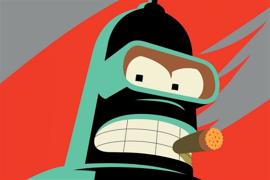 Futurama - Primo piano di Bender che fuma un sigaro