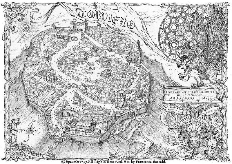 Immagine interna del librogame Il Cavaliere della Porta, mappa di Torviero