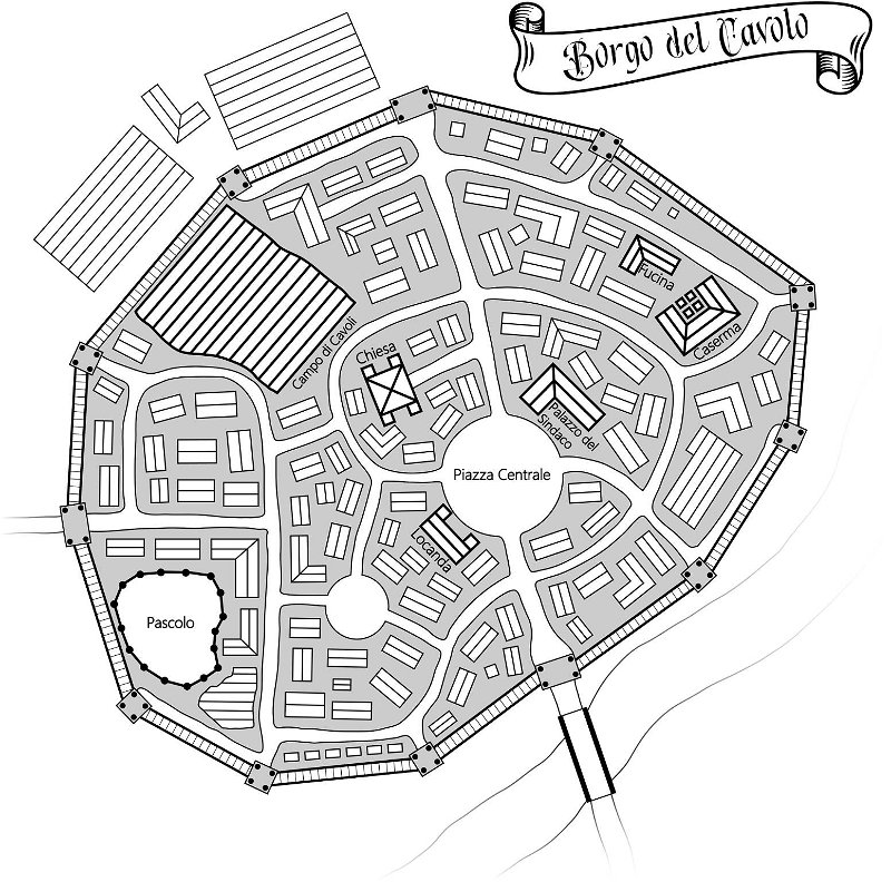 Cavolquest, librogame, immagine: mappa Borgo del Cavolo