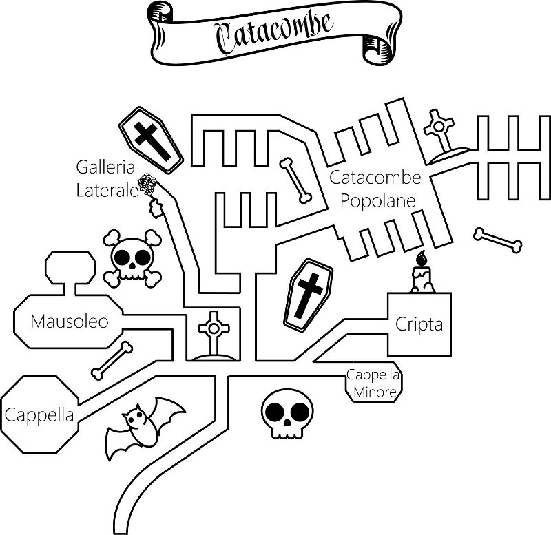 CavolQuest librogame, immagine: mappa delle Catacombe