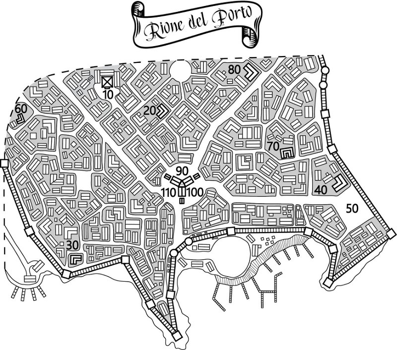 Cavolquest librogame, immagine: mappa Rione del Porto