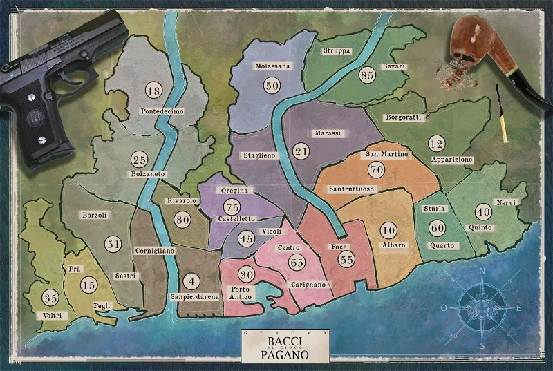 Librogame Bacci Pagano il gioco, mappa di Genova
