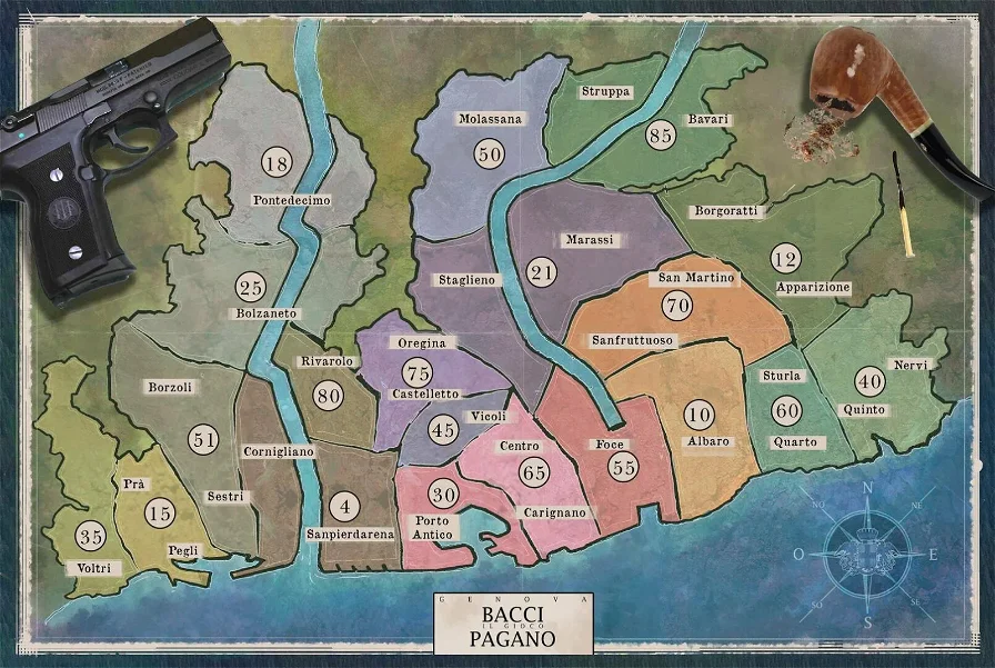 Librogame Bacci Pagano il gioco, mappa di Genova