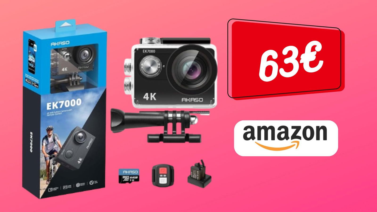 Immagine di DOPPIO SCONTO su questa action cam AKASO: SOLO 63€!