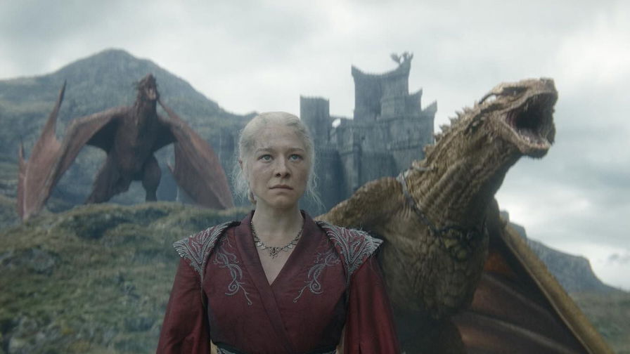 House of the Dragon 2 - Rhaenyra con alcuni dei draghi Targaryen