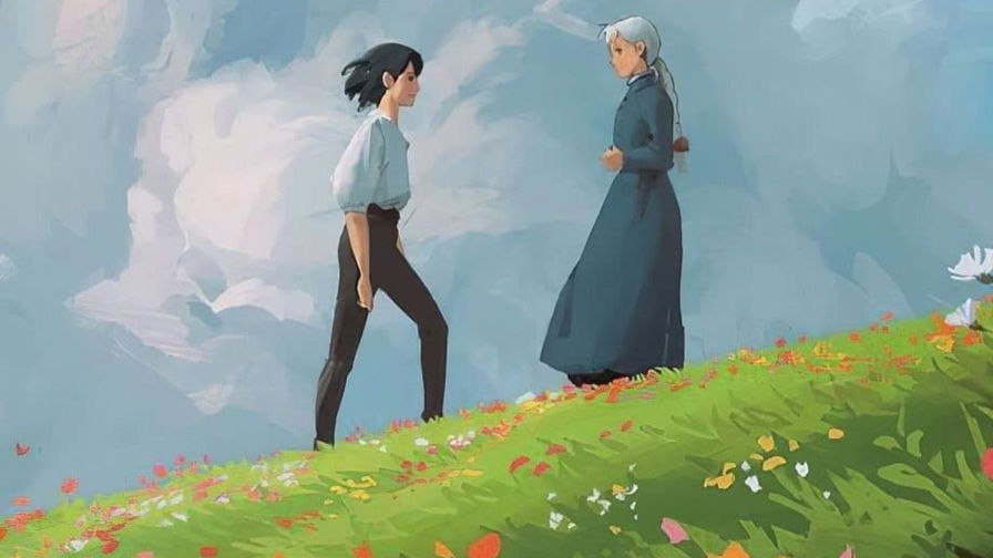 Il Castello Errante di Howl - Howl e Sophie su una collina