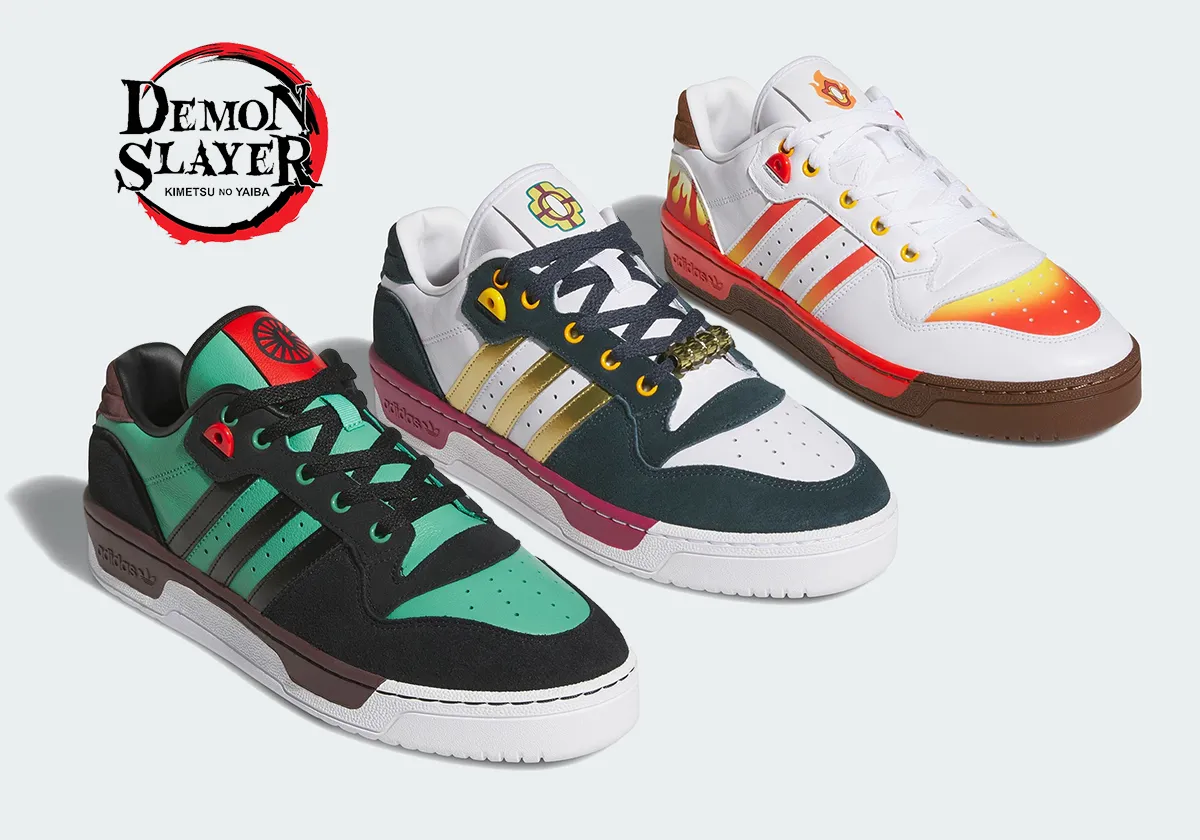 Immagine di Adidas lancia la collezione Demon Slayer Rivalry Low con edizioni dedicate a Rengoku e Tengen