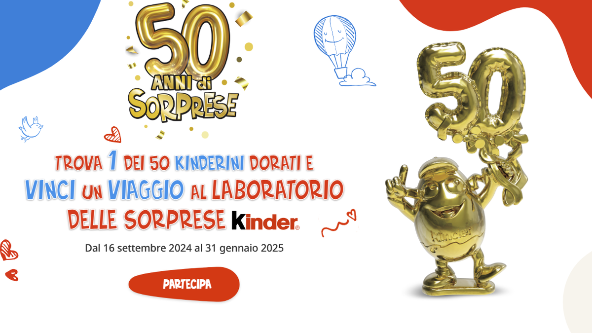 Immagine di Kinder Sorpresa come Willy Wonka: trova il "biglietto d'oro" e vinci un viaggio al laboratorio di cioccolato
