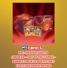 Copertina di Pre-ordina subito Cuphead - Out Of The Cards! - Bundle 3 Box 20 Buste con 3 Carte Preorder Promo