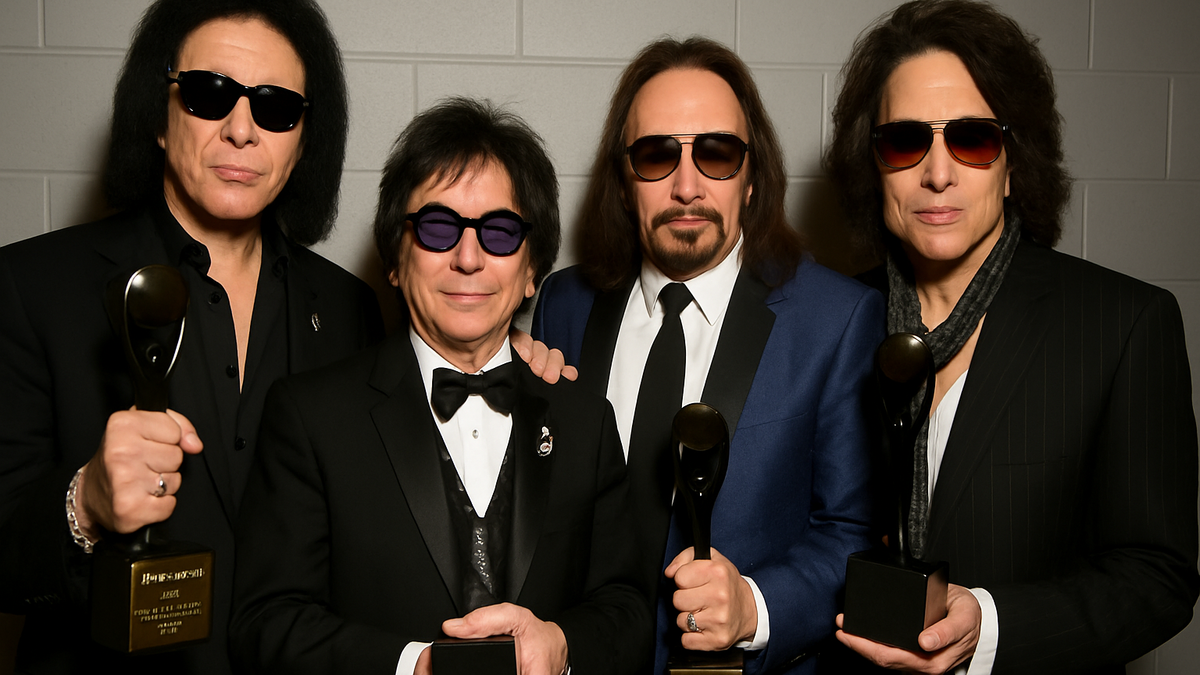 Immagine di Gene Simmons e Paul Stanley ai funerali di Ace Frehley