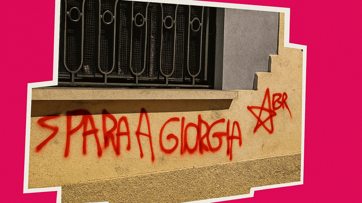 Immagine di Scritta "Spara a Giorgia" firmata Br a Varese