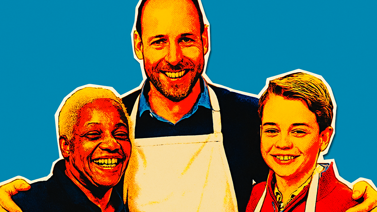 Immagine di Il principe George cucina per i senzatetto con papà William