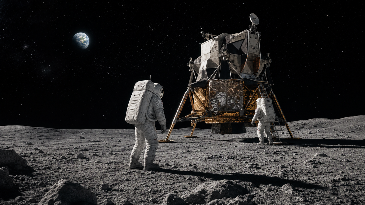 Immagine di 57 anni fa Apollo 11 si posò sulla Luna e Neil Armstrong e Buzz Aldrin camminarono sulla sua superficie